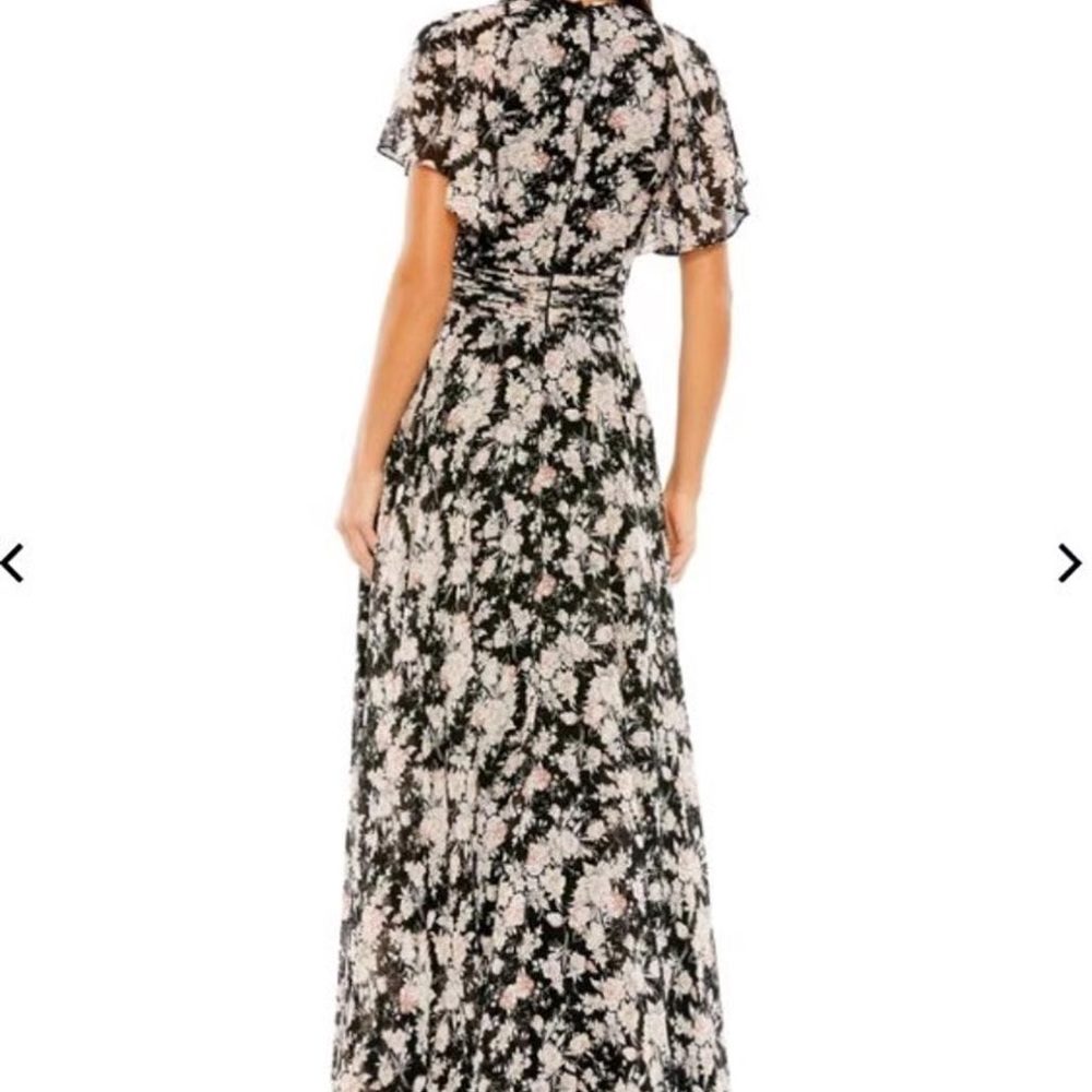 Mac Duggal Black and Pink Floral Maxi Dress - Picture 2 of 15